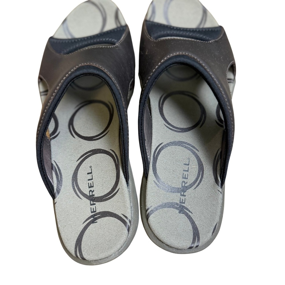 Merrell QForm Women Brown Leather‎ Slide Sandals Comfort Walking Shoes D512820